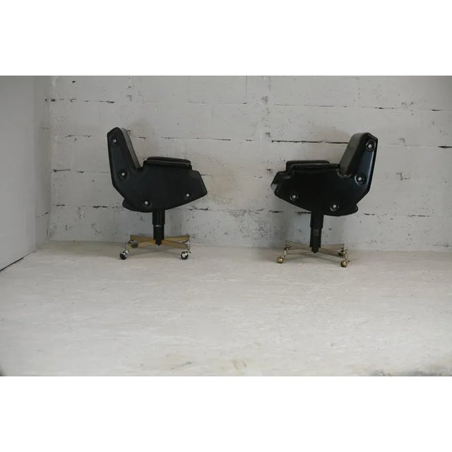 Metal Set of Swivel Armchairs in Leatherette & Steel, Italy, 1960s For Sale - Image 7 of 18