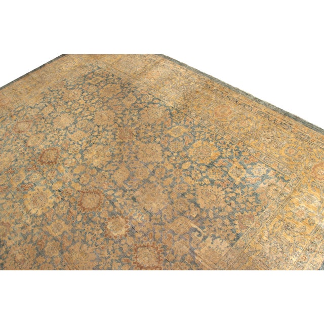 Antique Sultanabad Persian Rug in Beige-Brown and Blue Floral Pattern For Sale - Image 4 of 6