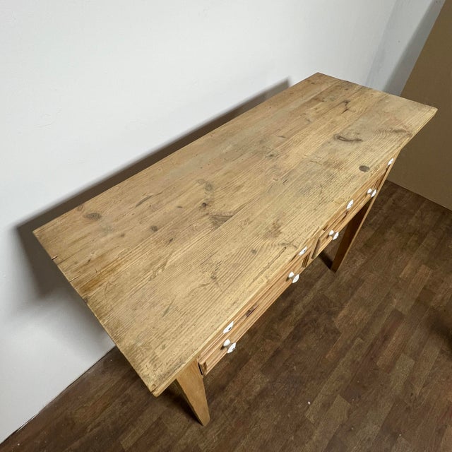 Mid 20th Century Rustic French Country Buffet Table in Stripped Pine For Sale - Image 5 of 10