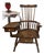 Antique Large Wallace Nutting Windsor Style Writing Arm Chair With Drawers 42”t Brown Wood. For Sale