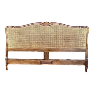 Meldan Furniture French Provincial King-Size Walnut and Cane Headboard For Sale