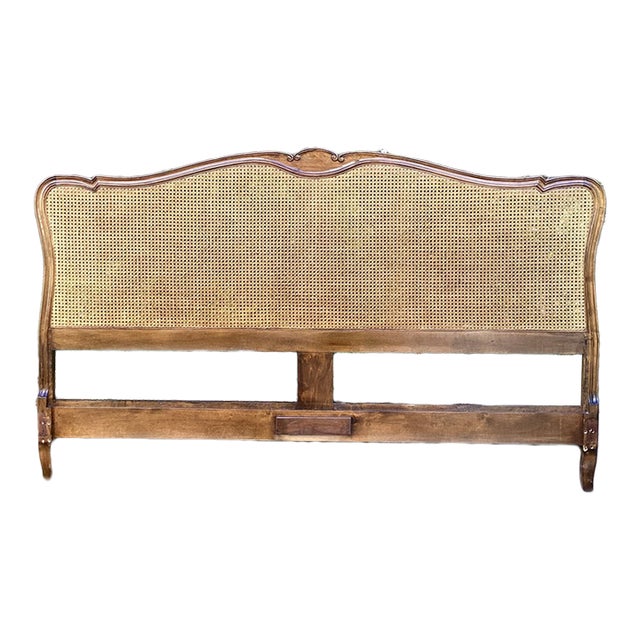 Meldan Furniture French Provincial King-Size Walnut and Cane Headboard For Sale