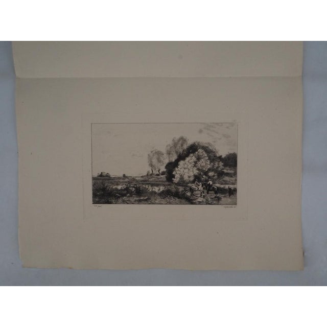 JB Camille COROT (after) Riders Engraving after a painting by Corot Copper setting by Bracquemond On vellum 30 x 20.5 cm...