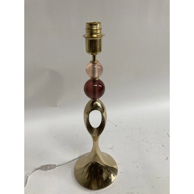 Mid-Century Modern Murano Crystal & Bronze Lamps, Set of 2 For Sale - Image 3 of 9