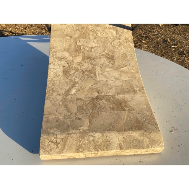 Vintage Postmodern Tessellated Stone & Glass Sculptural Console Entry Table For Sale - Image 15 of 18