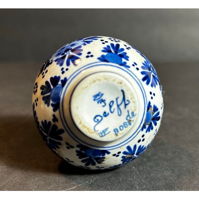 Blue Vintage Group of Three Small Blue & White Delft Pottery Bud Vases For Sale - Image 8 of 11