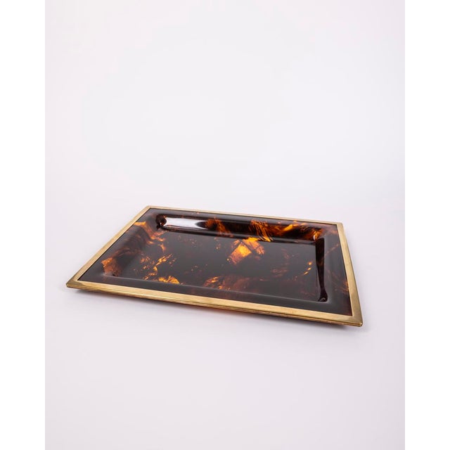Vintage Italian Brass and Acrylic Glass Tray, 1970s For Sale - Image 10 of 10
