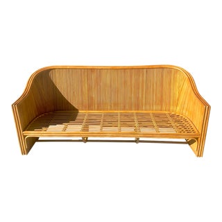Vintage Coastal Pretzel Rattan Sofa For Sale