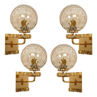 Gold-Plated Glass Wall Light in the Ssyle of Brotto, 1960 For Sale