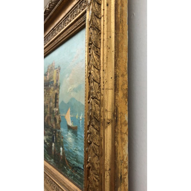 Roberto Scognamiglio, Baie de Naples et pêcheurs, Oil on Canvas, Framed For Sale - Image 7 of 9