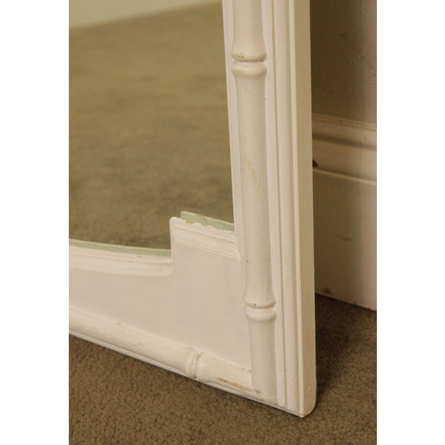 Hollywood Regency Vintage White Painted Faux Bamboo Wall Mirror For Sale - Image 9 of 13