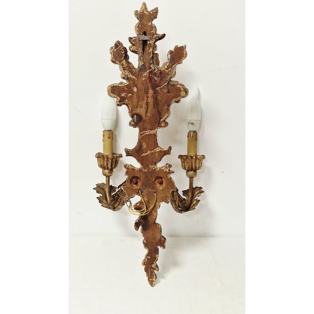 Hand-Carved Wood Wall Lamps, 1890s, Set of 2 For Sale - Image 10 of 13