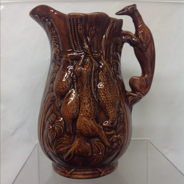 Rockingham Tobacco Glaze Game Pitcher For Sale - Image 4 of 9