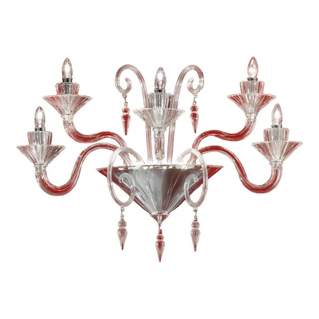 Glass Venetian Imperial Rigadin Murano Glass Wall Sconce in Transparent Glass by Simoeng for Simoeng For Sale - Image 7 of 8