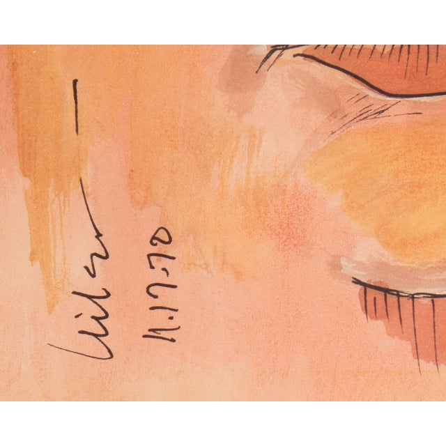 1970 Watercolor and Ink Portrait of a Woman by Harry Hilson For Sale In Indianapolis - Image 6 of 8