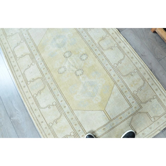 Oushak Vintage Tan Khaki Color Area Rug For Sale In Phoenix - Image 6 of 11