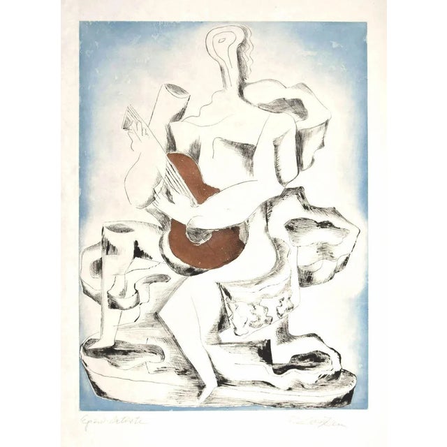 Guitar Player - Original Etching by Ossip Zadkine - 1962 1962 For Sale - Image 3 of 3