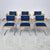 Beautiful set of 6 vintage cesca style dining chairs by Lowenstein. These chairs have wood and blue fabric seats, with...