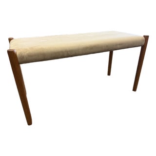 Mid 20th Century Danish Modern Teak Upholstered Bench Model 63b by Niels Otto Moller for J L Moller For Sale