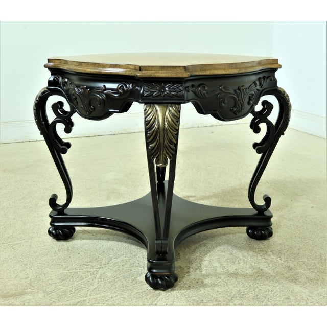 Approx: 20 Years Old Nice Walnut Finish Tops Black Metal Bases w. Gold Highlights Metal Legs On Wood Base Condition:...