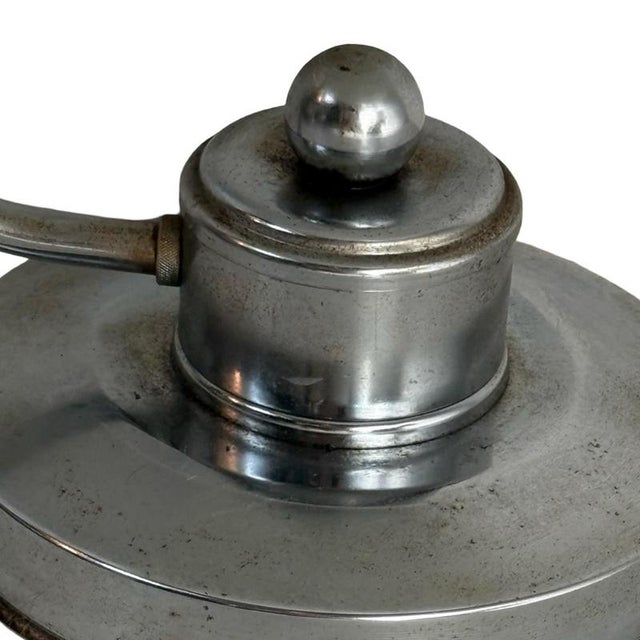 Bauhaus Art Deco Style Table Lamp with Opaline Glass & Metal Base For Sale - Image 3 of 8