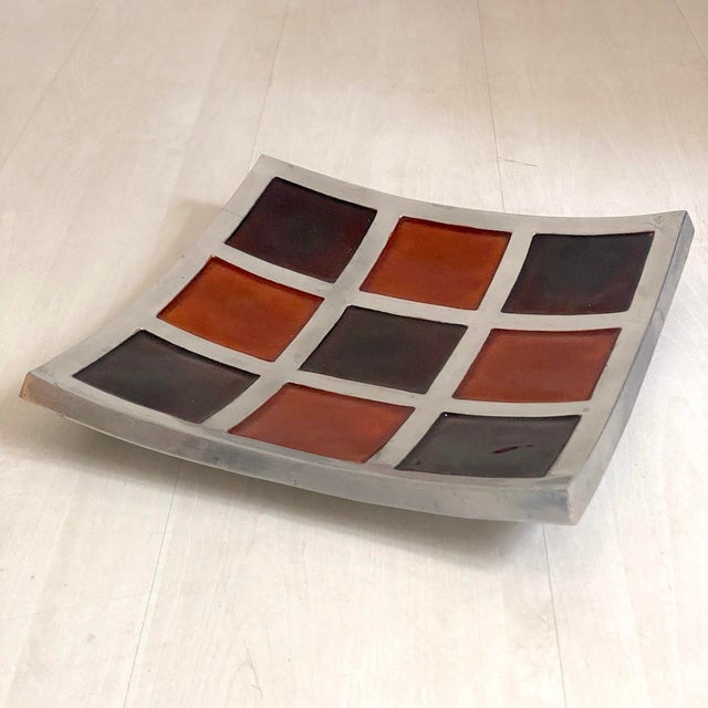 Vintage Enamel and Metal Centerpiece Trinket Tray, 1980s For Sale - Image 6 of 6