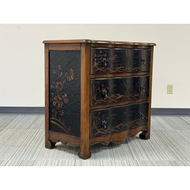 This is a Chinoiserie-style three-drawer accent chest, similar to designs produced by Hooker Furniture (such as their...