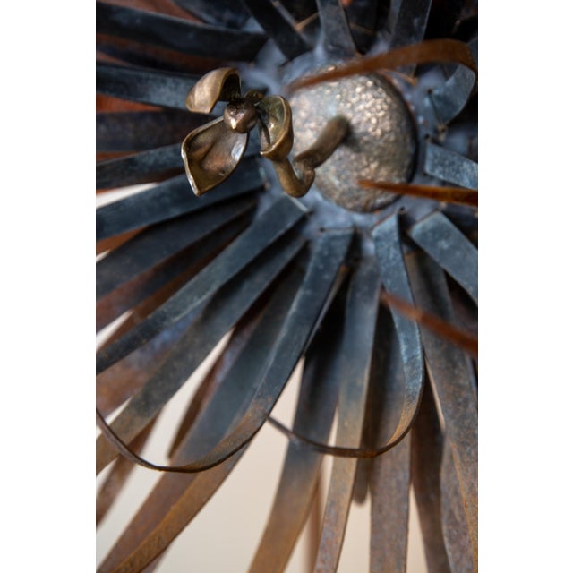 Late 20th Century Iron and Cast Bronze Brutalist Flower Sculpture Manner of Paul Evans For Sale - Image 10 of 11