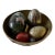 1970s Collection of Painted Eggs in Brass Bowl- 7 Pieces For Sale