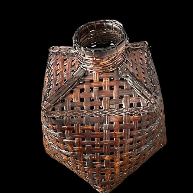 1940s Antique Chinese Fishing Trap Bamboo Vase For Sale - Image 5 of 12