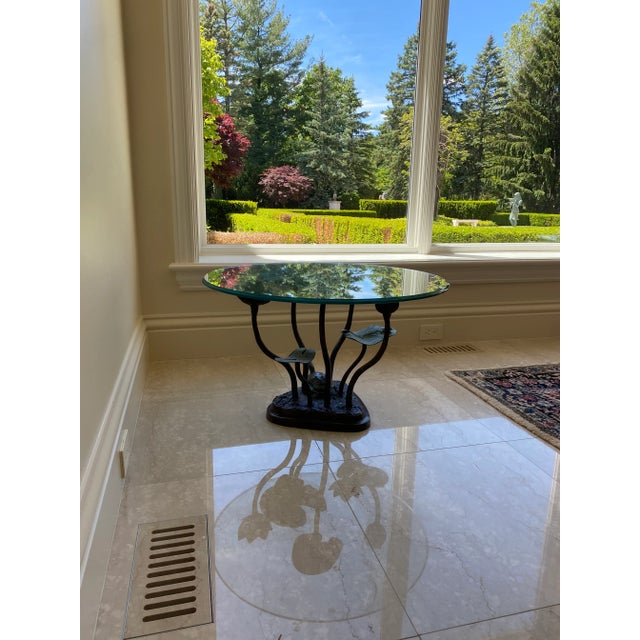 Metal Round glass top with Iron base Table For Sale - Image 7 of 12