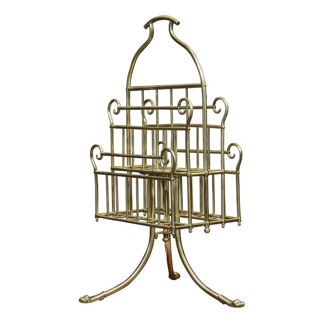 Vintage Brass Magazine Rack For Sale