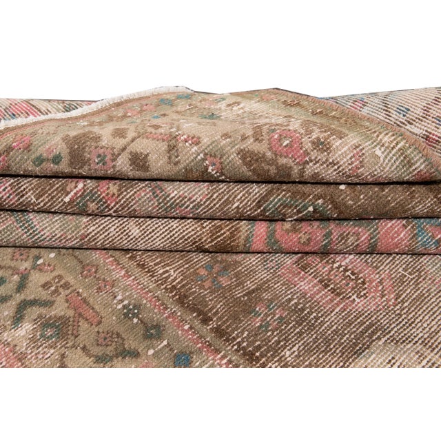 1960s Vintage Azeri Runner Handmade Tan Tribal Wool Runner For Sale In New York - Image 6 of 8