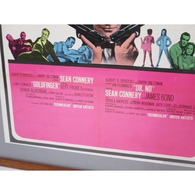 Paper Vintage James Bond 1966 Goldfinger Dr. No Movie Theater Poster For Sale - Image 7 of 12