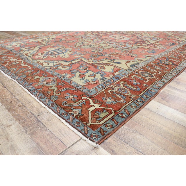 Red Late 19th Century Persian Serapi Rug, 08'08 X 12'03 For Sale - Image 8 of 11