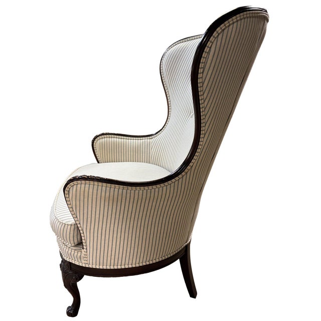 French Country Vintage French Style Wing Chair For Sale - Image 3 of 6