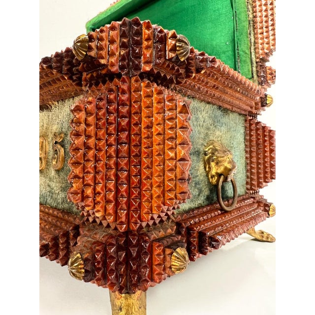 Antique Tramp Art Carved Wood Jewelry Box, Germany, 1895 For Sale - Image 12 of 18