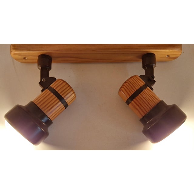 1980s Vintage Adjustable Spotlight Bar in Spruce Wood, 1980s For Sale - Image 5 of 7