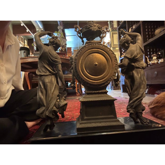 Antique Ansonia Huntress & Fisher Figural Mantel Clock – New York, 1882 [Mr] For Sale - Image 12 of 12
