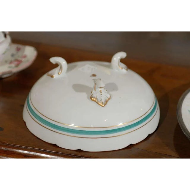 White Antique Limoges Green & White Footed Bowl & Underplate Set- 2 Pieces For Sale - Image 8 of 11