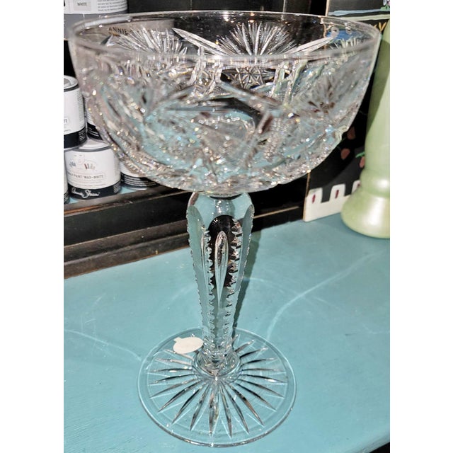 1900s American Brilliant Cut Crystal Compote Dish For Sale - Image 4 of 4