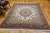 Tan Vintage Persian Tabriz Square Area Rug, Hand-Knotted Wool & Silk, Fine Medallion Floral Pattern, Ivory & Brown, 7x7 For Sale - Image 8 of 16
