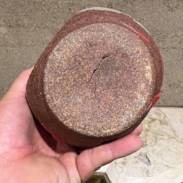 Vintage Studio Pottery Vase, Abstract Red Calligraphy, 1970s Mid-Century For Sale In San Diego - Image 6 of 12