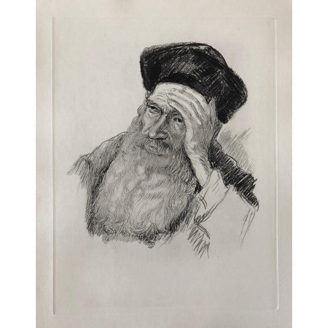 Un savant. Chassidic scholar, Rosh Yeshiva with open book. Judaica, Jewish scenes from a shtetl ghetto. Saul Yaffie,...