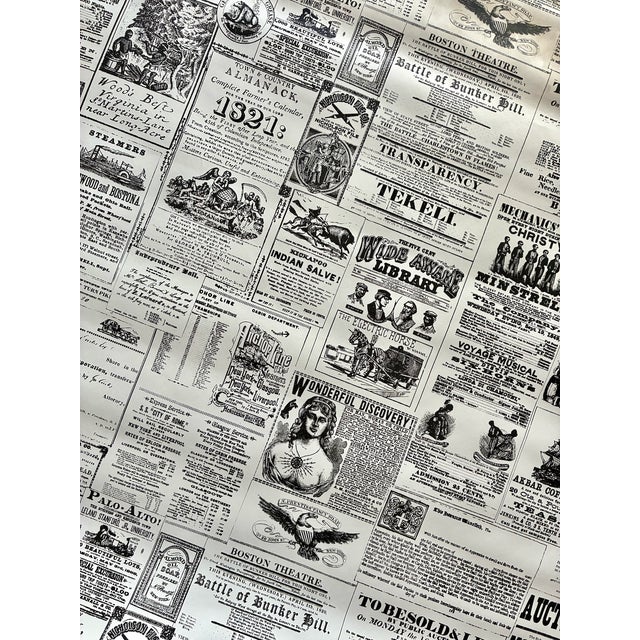 1970s Victorian Newsprint Wallpaper 11 Yds For Sale - Image 4 of 7