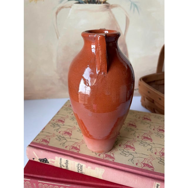 Signed Gary Nieter Terracotta Pottery Vase Rustic Farmhouse French Country Artisan Jug For Sale - Image 6 of 9