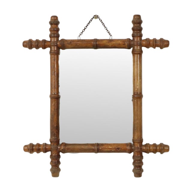 Antique Chinoiserie Faux Bamboo Mirror in Wood For Sale - Image 15 of 15