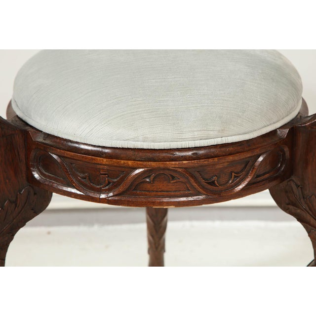 Oxblood Red Antique Hand Carved Mahogany Swan Bench For Sale - Image 8 of 9