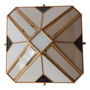 Pyramidal Wall Light in White Opaline Glass and Gold-Patinated Metal, 1970s