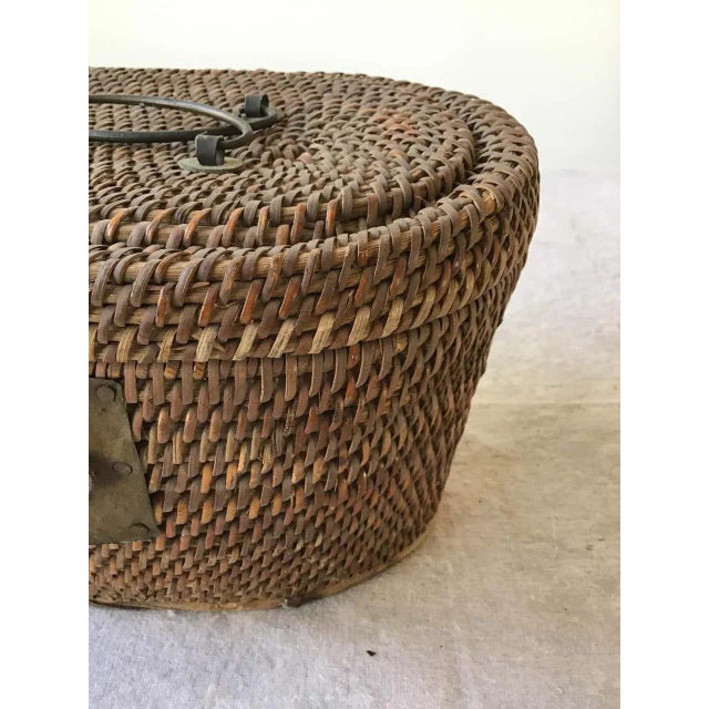 1920s Chinese Wicker and Brass Lunch Basket For Sale - Image 11 of 13